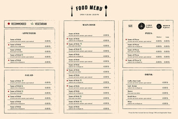 Restaurant Menu Design Template layout with logo - obrazy, fototapety, plakaty