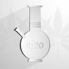 stylized white bong with an inscription 4 20. Vector background