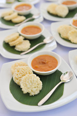 Jasmine Rice Crackers and coconut meat sauce