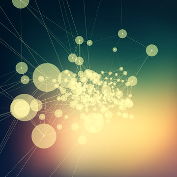 Colorful abstract background gradient. Connecting dots with line