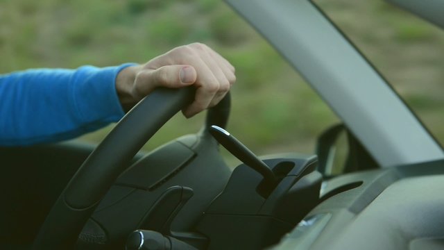 Man driving car