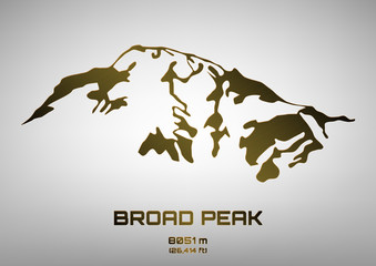 Outline vector illustration of bronze Broad Peak