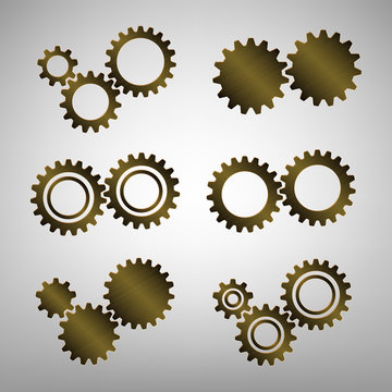 Illustration of different bronze gears icons