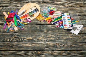 School. Office and student accessories on a white. Back to