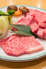 Best selected Hida premium beef plated, yakiniku japanese food