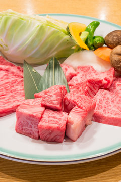 Best selected Hida premium beef plated, yakiniku japanese food