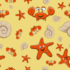 Sea theme vector pattern illustration