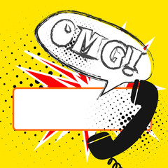 Vector pop art  comics background with old phone. Can be used for sales, promotions. EPS10