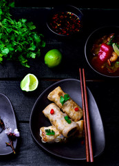 fried spring rolls.