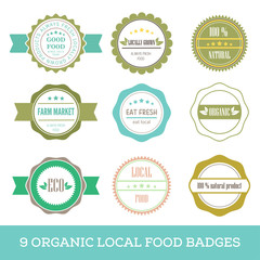 Organic fresh local food hipster simple badge
