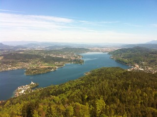 View From Pyramidenkogel Observation Tower To Lake Woerth