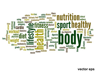 Vector conceptual health word cloud