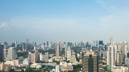 Fototapeta na wymiar Wide Angle top View of Bangkok City