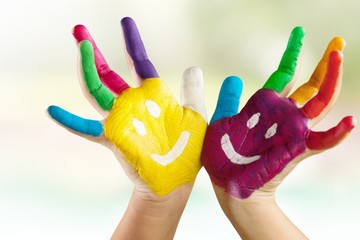 School. Hands Painted Children on white background