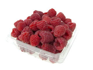 Raspberry container isolated on white © ericlefrancais1