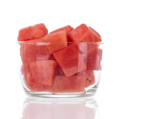 Fresh watermelon bowl with reflection