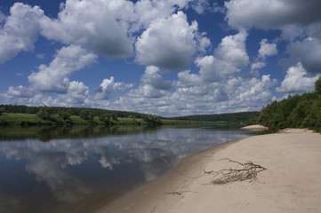Summer landscape with clouds.