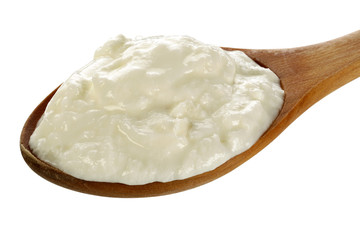 A wooden spoon yogurt