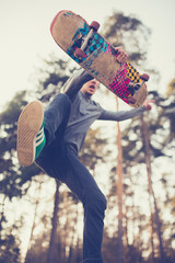 skater guy jumps