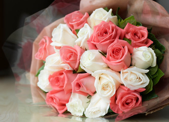 Bouquet pink and white roses  flower