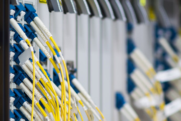 fiber optic with servers in a technology data center