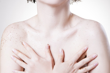 Body care, skin peeling breast