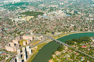 View of the city of Krasnodar from height