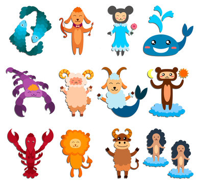 Set of zodiac signs.