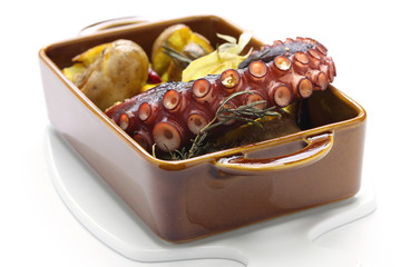 grilled octopus with potatoes, Portuguese cuisine