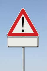 Warning road sign concept with black space