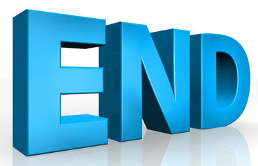 3D end text on white background