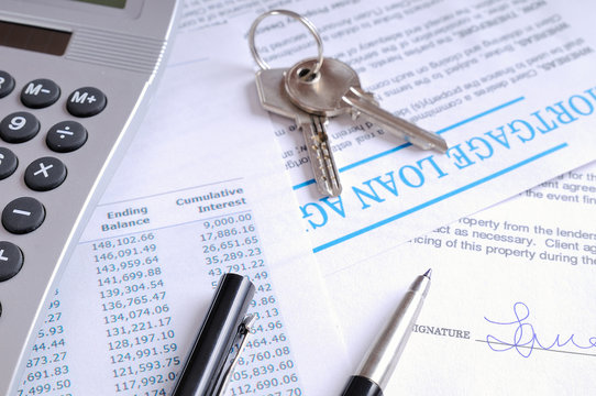 Mortgage loan and signed agraemeent top view