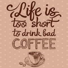 Quote and sketch style coffee cup