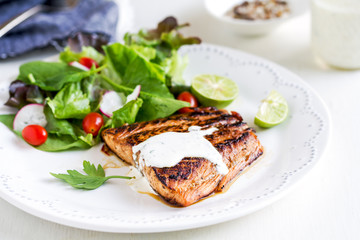 Glazed Salmon with salad