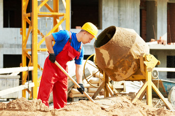 builder worker at construction with mixer
