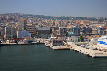 Fototapeta premium Port city on Mediterranean Sea. Naples, Italy
