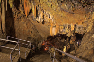 View of the Stalactites and stalagmites in Dim Caves.