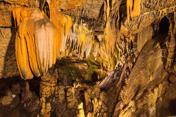 View of the Stalactites and stalagmites in Dim Caves.
