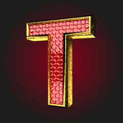t red letter with gold