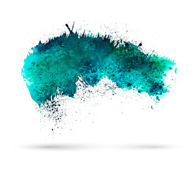 Aquamarine watercolor splash. Template for your designs.