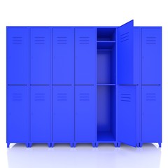 blue empty lockers isolate on white background