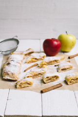 Strudel with apple and cinnamon