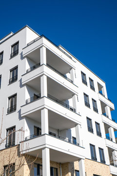 New white apartment house seen in Berlin