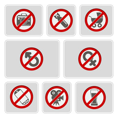 set of color icons with prohibiting signs for your design