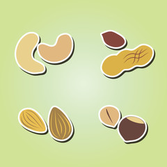 set of color icons with beans and nuts for your design