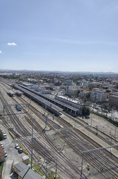 Aerial view of the train station