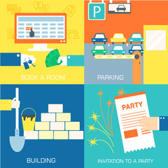 set of flat communication concepts. Vector background design in