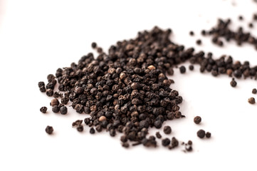 Black pepper was placed on a white background