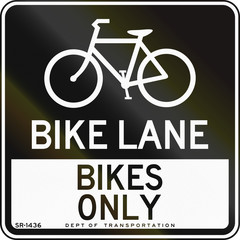 United States traffic sign: Bike lane - bikes only, New York City