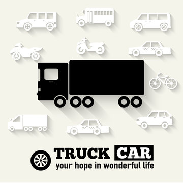 Flat truck car background illustration concept